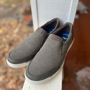 🆕 Nunn Bush Men’s canvas slip on mock toe shoes New